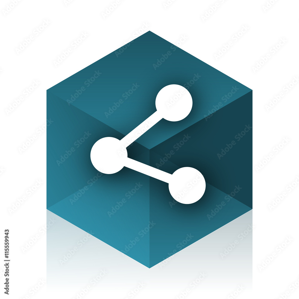 Poster share blue cube icon, modern design web element