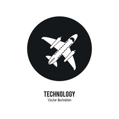 Transportation concept represented by airplane icon. Isolated and flat illustration.
