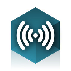 wifi blue cube icon, modern design web element