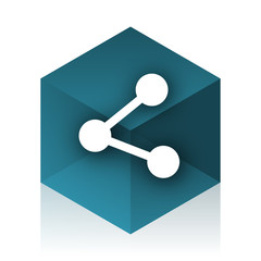 share blue cube icon, modern design web element