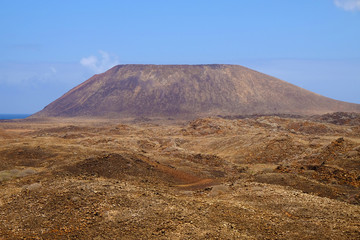 Mountains landscape on the island Lobos, Spain.