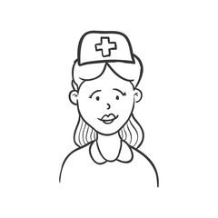 Medical and Health care concept represented by nurse icon. Isolated and sketch illustration 