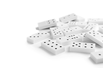 Heap of dominoes, isolated on white