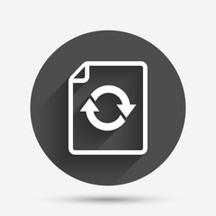 File document refresh icon. Reload doc symbol.