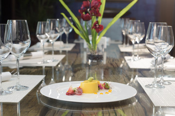 Dessert on a white plate