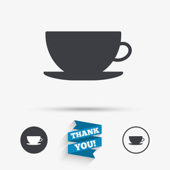 Coffee cup sign icon. Coffee button.