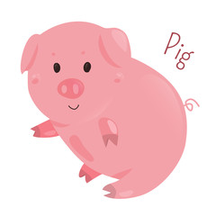 Pig. Sticker for kids. Child fun icon.