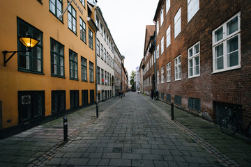 A narrow street, in Copenhagen, Denmark.