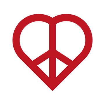 Love and Peace concept represented by heart shape icon. Isolated and flat illustration 