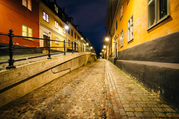 Brännkyrkagatan at night, in Södermalm, Stockholm, Sweden.