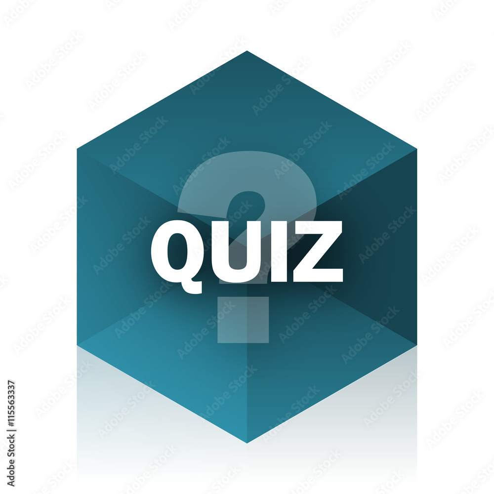 Poster quiz blue cube icon, modern design web element