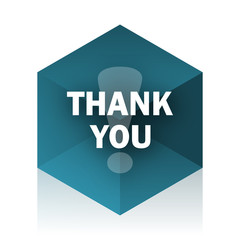 thank you blue cube icon, modern design web element