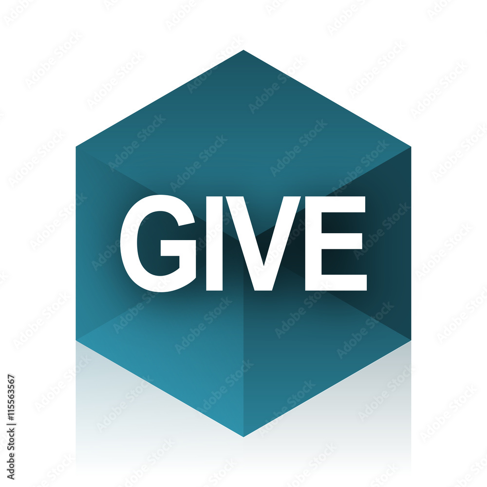 Poster give blue cube icon, modern design web element