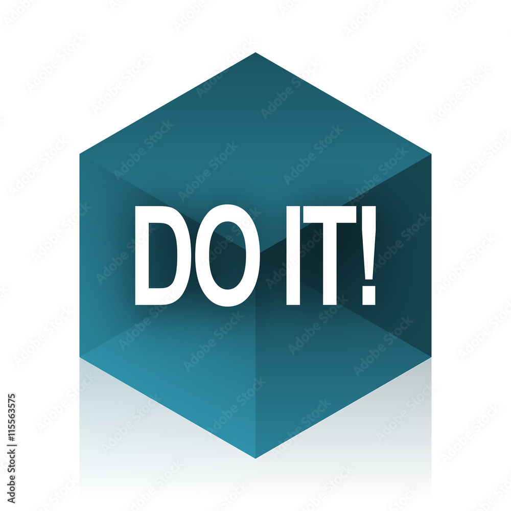 Poster do it blue cube icon, modern design web element