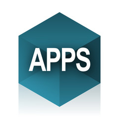 apps blue cube icon, modern design web element