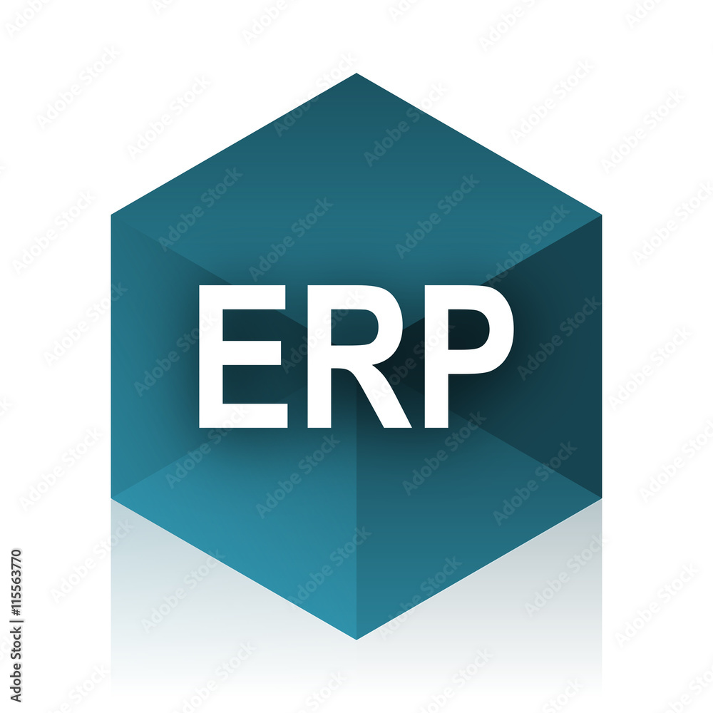 Poster erp blue cube icon, modern design web element