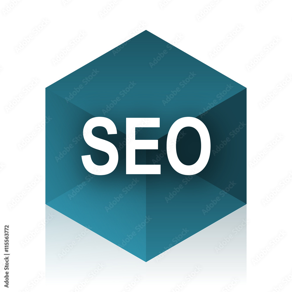 Poster seo blue cube icon, modern design web element