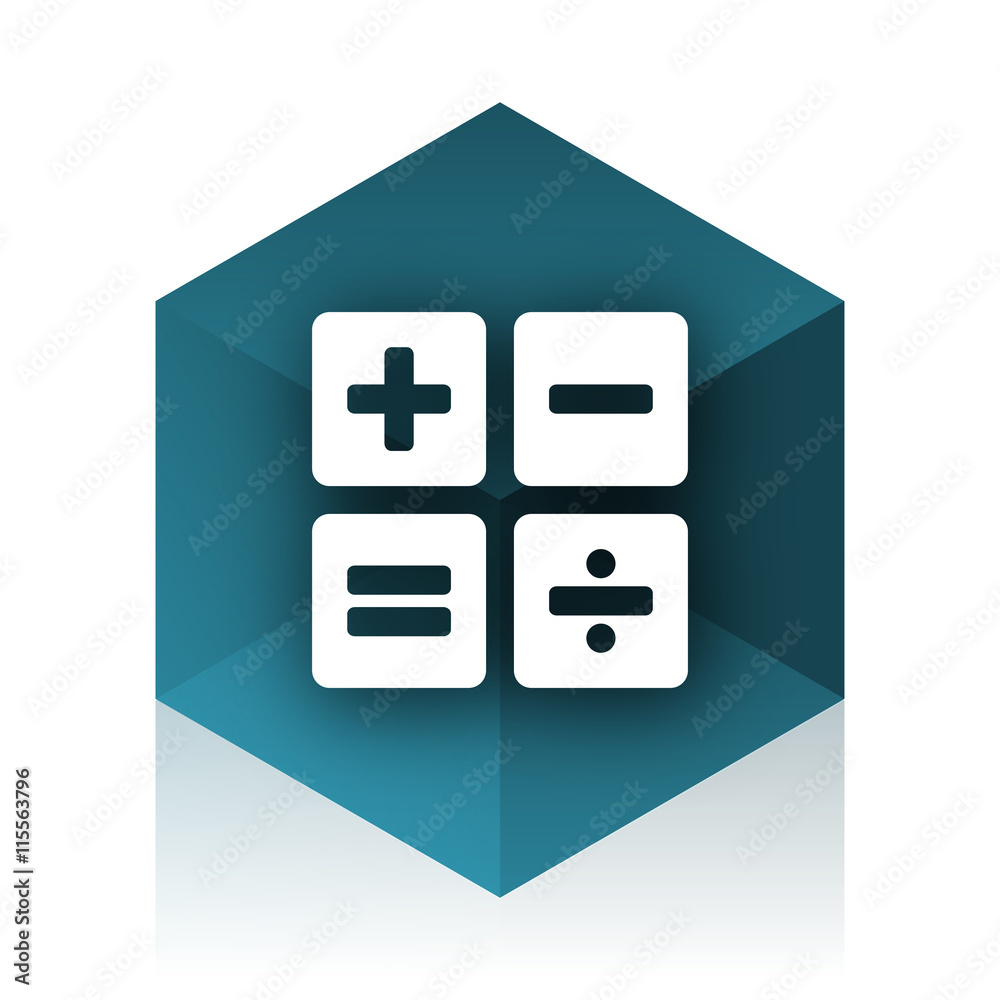 Aufkleber calculator blue cube icon, modern design web element