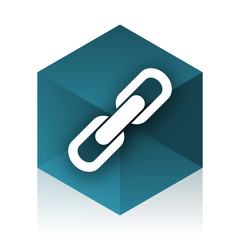 link blue cube icon, modern design web element