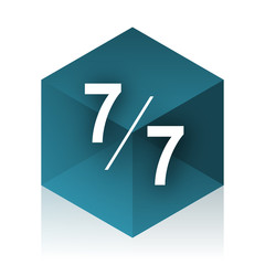 7 per 7 blue cube icon, modern design web element