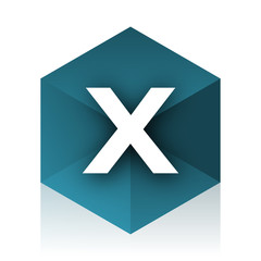 Obraz premium cancel blue cube icon, modern design web element