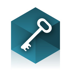 key blue cube icon, modern design web element