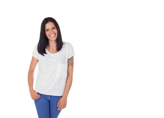 Obraz premium Young cool brunette woman in a studio shooting