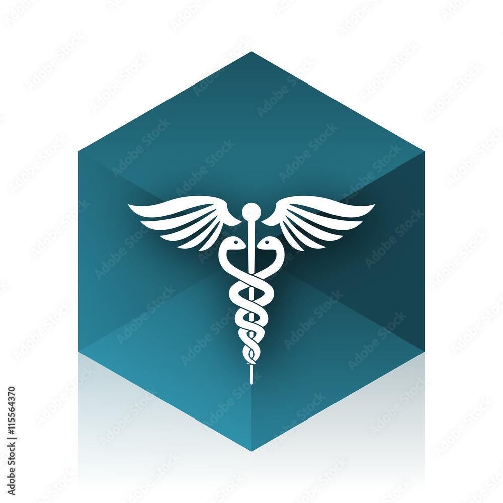 Poster emergency blue cube icon, modern design web element