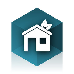house blue cube icon, modern design web element