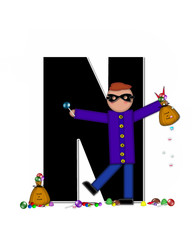 Alphabet Children Trick or Treat N