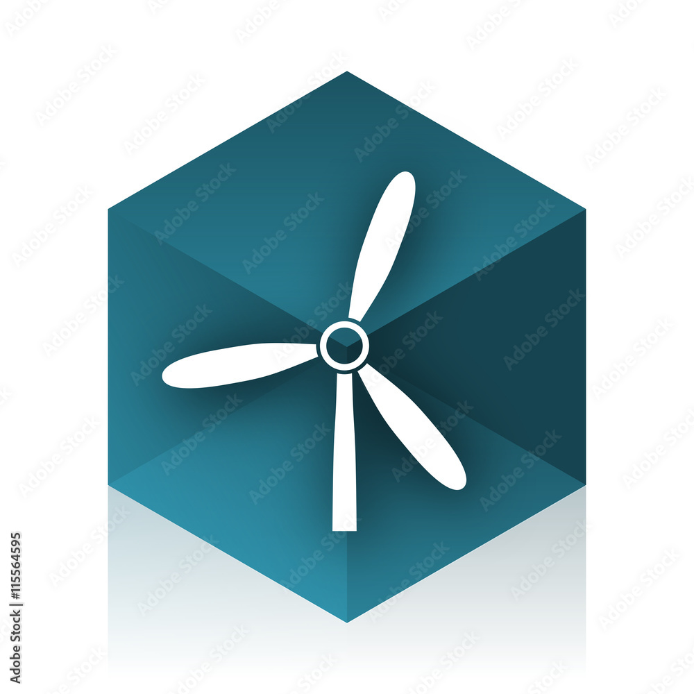 Aufkleber windmill blue cube icon, modern design web element