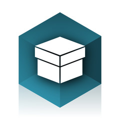box blue cube icon, modern design web element