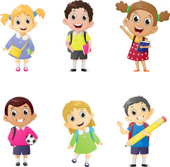 illustration of school kids in education concept.