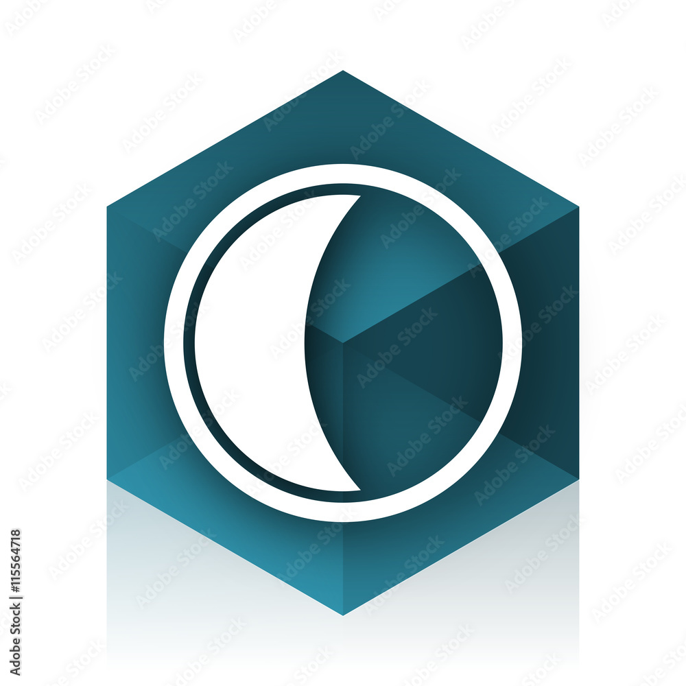 Poster moon blue cube icon, modern design web element