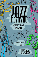 Colorful Musical Poster With Jazz Musicians.