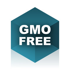 gmo free blue cube icon, modern design web element
