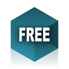 free blue cube icon, modern design web element