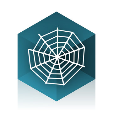 spider web blue cube icon, modern design web element