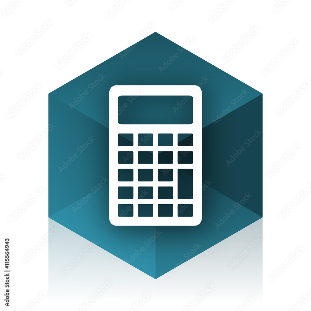 Aufkleber calculator blue cube icon, modern design web element