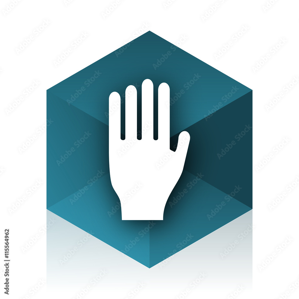 Aufkleber stop blue cube icon, modern design web element