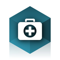 first aid blue cube icon, modern design web element