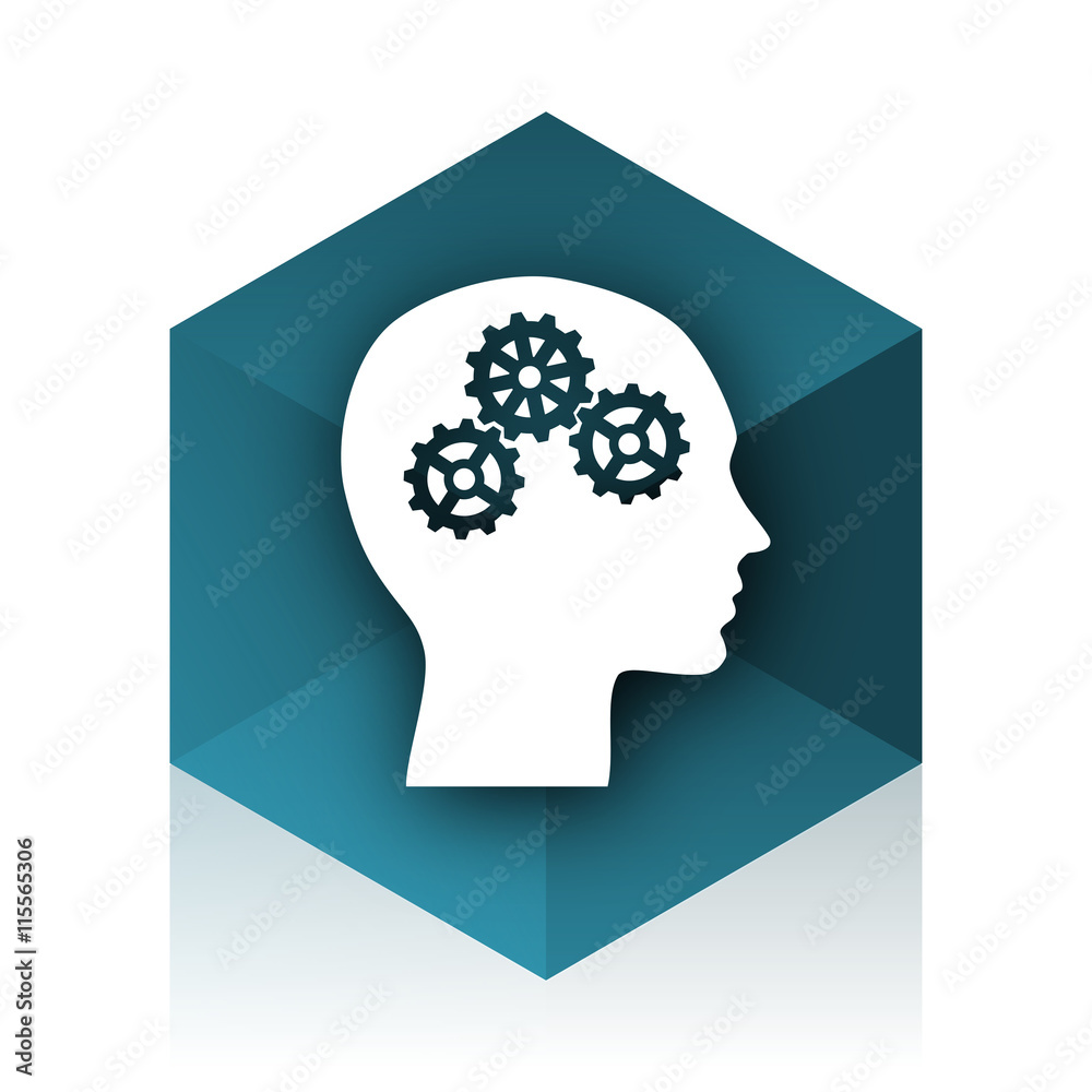 Poster head blue cube icon, modern design web element