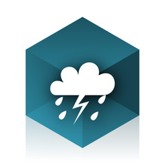 storm blue cube icon, modern design web element