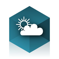 cloud blue cube icon, modern design web element