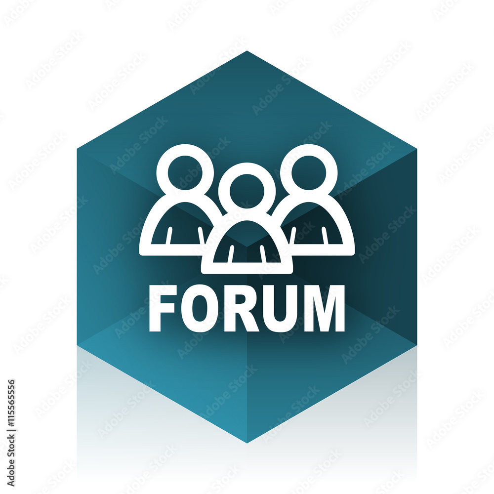 Poster forum blue cube icon, modern design web element