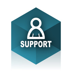 support blue cube icon, modern design web element