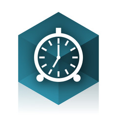 alarm blue cube icon, modern design web element
