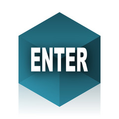 enter blue cube icon, modern design web element