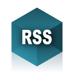 rss blue cube icon, modern design web element