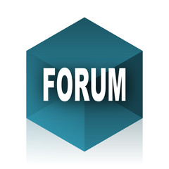 forum blue cube icon, modern design web element